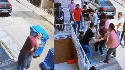 Kablo hırsızına mahalle sakininden dayak kamerada