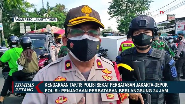 Kendaraan Taktis Diturunkan Jaga Penyekatan Pintu Masuk Jakarta Selama PPKM Darurat