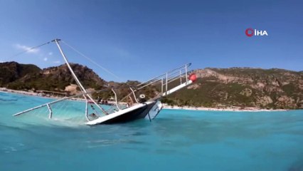 Ölüdeniz’de batan teknenin su altı görüntüleri ortaya çıktı... Teknenin kaptanı gözaltına alındı