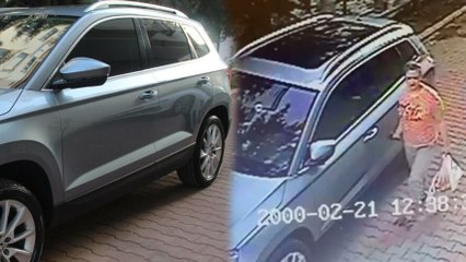 Komşusunun sıfır otomobilini çizerken güvenlik kamerasına yakalandı