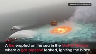 Sea Surface ON FIRE in Mexico Gulf Pipeline EXPLOSION