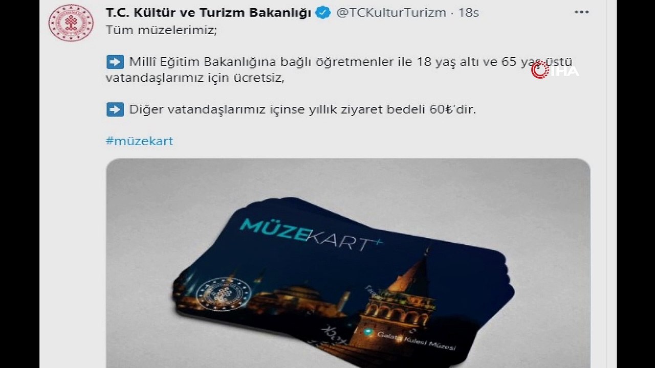 Kültür ve Turizm Bakanlığı: “Müze kartı ile tüm müzeler yıllık 60 lira”