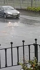 Download Video: Manhole cover blown out on busy Derry thoroughfare amid thunder storm