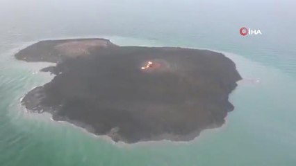 Hazar Denizi'ndeki şiddetli patlamanın gerçekleştiği çamur volkanı görüntülendi