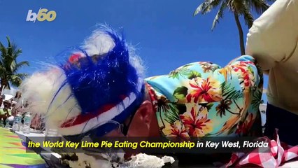 Must See! Key Lime Pie Eating Contestants Face Off in Annual, Hands Free Competition