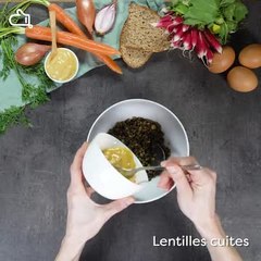 530149 - Salade de lentilles, carotte, feta et oeuf mollet