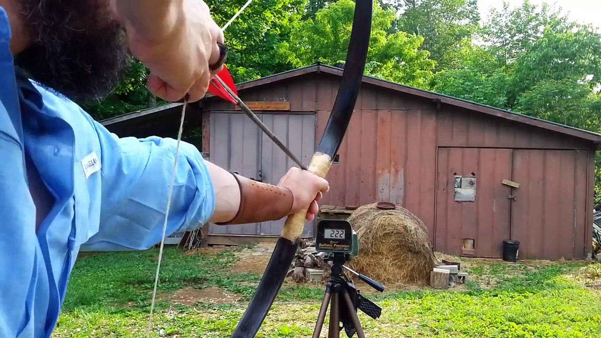 ⁣Traditional Archery: Primitive Bamboo Bow Speed Test - 234 Fps