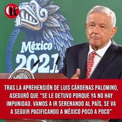 Tras la aprehensión de Luis Cárdenas Palomino, aseguró que se le detuvo porque ya no hay impunidad.