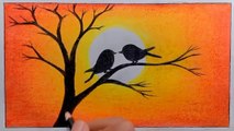 How to draw Scenery of Sunset with OIL PASTELS step by step | Filmism World |