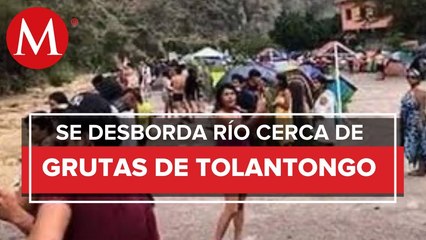 Evacúan a 500 turistas de grutas de Tolantongo por desbordamiento de un río