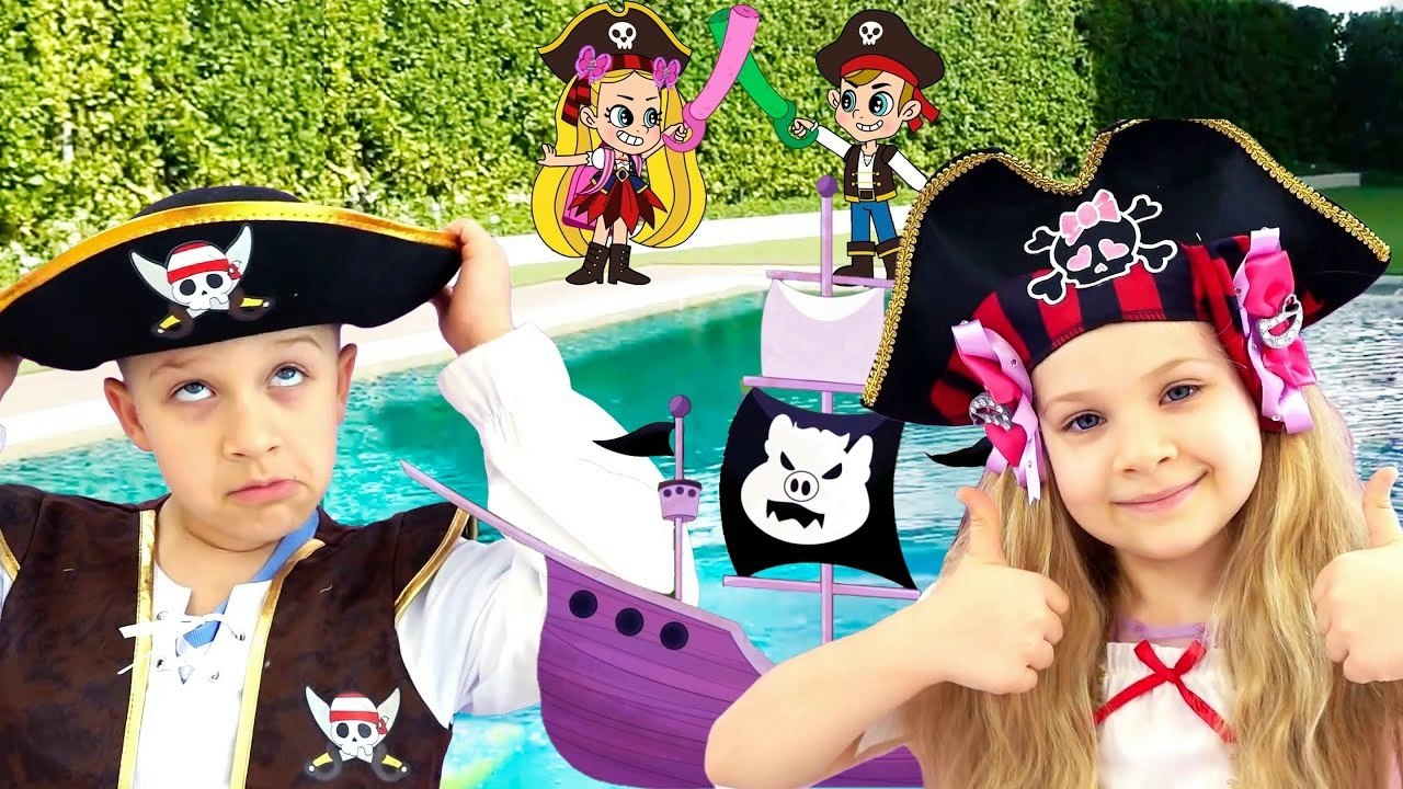 Diana and Roma DIY Boat Race! Rescued from Pirates by New Friend!