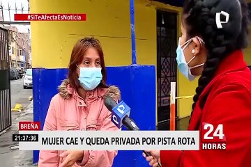 Breña: mujer quedó inconsciente luego de tropezar con desnivel en plena calle