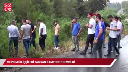 Download Video: Mevsimlik işçileri taşıyan kamyonet devrildi