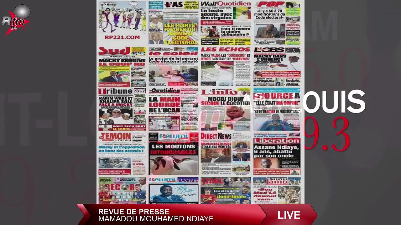Revue de presse (wolof) Rfm du mardi 06 juillet 2021 avec Mamadou Mouhamed Ndiaye