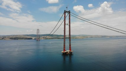 1915 Çanakkale Köprüsü’nün askı halat montajı başladı
