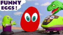 Surprise Eggs Funny Kinder Chocolate Chase with the Funlings and Thomas and Friends plus a Dinosaur Toy for Kids and Cars 2 Lightning McQueen in this Full Episode English Video from Kid Friendly Toy Trains 4U