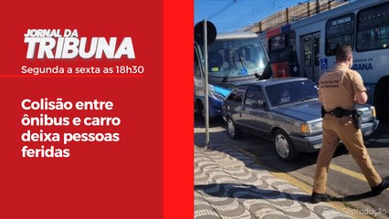 Colisão entre ônibus e carro deixa pessoas feridas