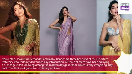 Nora, Janhvi & Jacqueline Fernandez are slayers in georgette sequin saree & these photos are proof