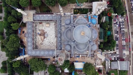 Sultanahmet Camii Kubbe alemi yerleştiriliyor