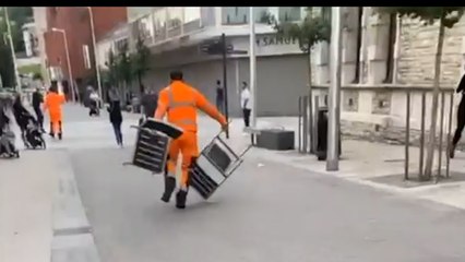 Two binmen sacked after being filmed fighting with public in the street