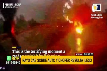 Rayo cae sobre auto y chofer resulta ileso