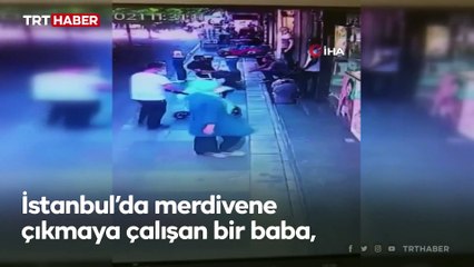 Babanın bebeği arabasından düşürdüğü anlar kamerada