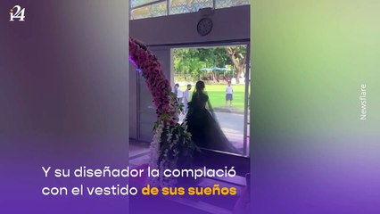 ¿Original o tenebrosa? Novia usó vestido y velo negro el día de su boda