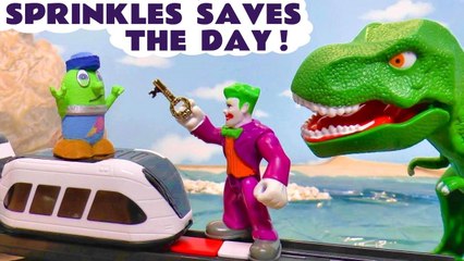 Funny Funlings Ice Cream Rescue with Dinosaur Toys for Kids and Smart Intellino train plus DC Comics Batman in this Stop Motion Animation Video for Kids from Kid Friendly Family Channel Toy Trains 4U