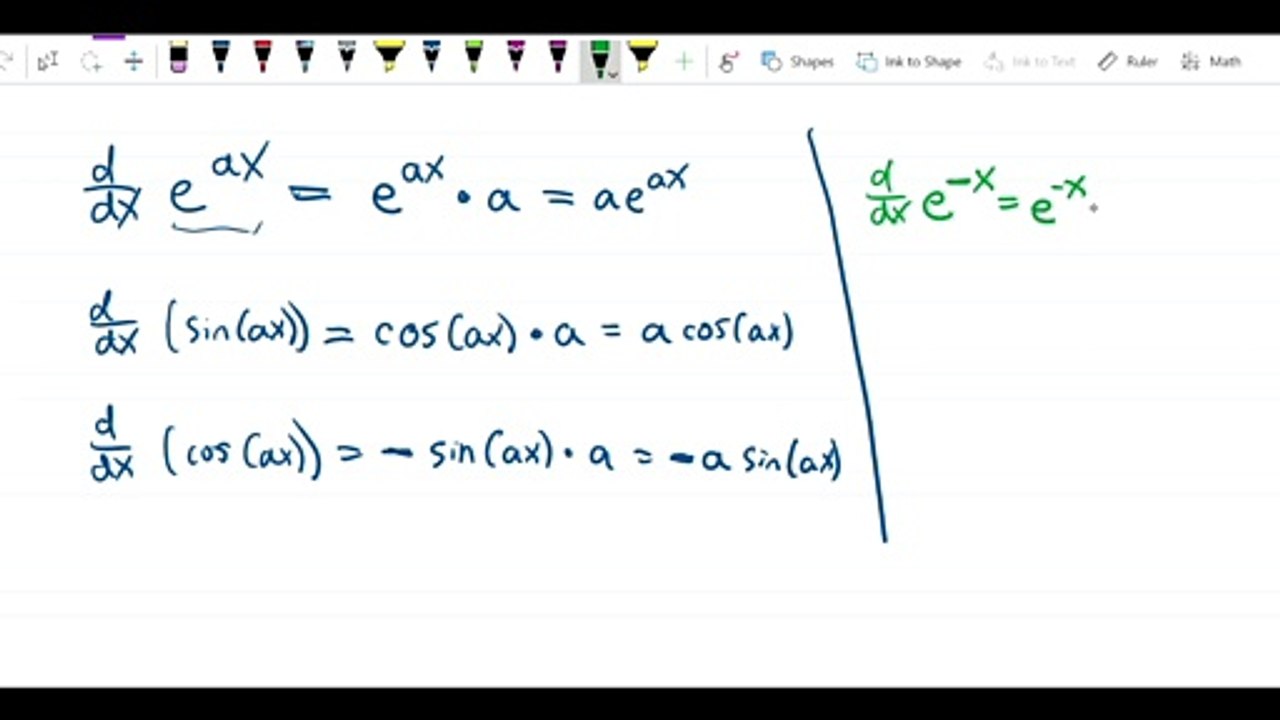 Chain rule - special cases e, sin, cos