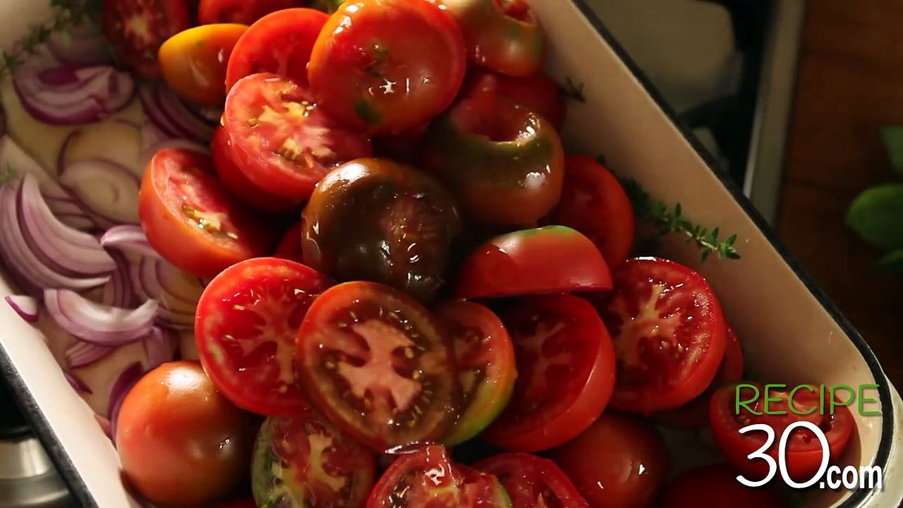Roasted Tomato Soup With Basil In Pastry- By Recipe30.Com