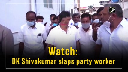 D K Shivakumar slaps man for trying to put arms around him