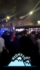 England fans celebrate on Ecclesall Road in Sheffield