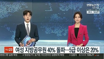 여성 지방공무원 40% 돌파…5급 이상은 20%