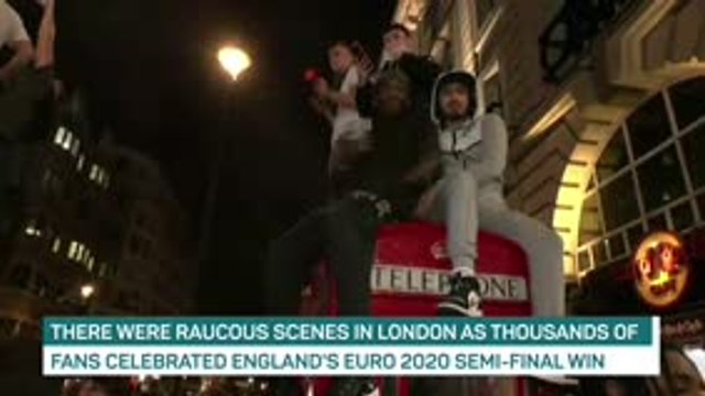Police break up celebrations as England fans take over Piccadilly