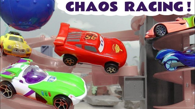 Disney Cars Lightning McQueen in Hot Wheels Chaos Racing Funlings Race Knockout Competition with PJ Masks and Marvel in this Family Friendly Full Episode Video for Kids by Kid Friendly Family Channel Toy Trains 4U