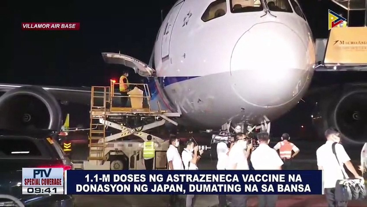 1.1-M doses ng AztraZeneca vaccine na donasyon ng Japan, dumating na sa bansa