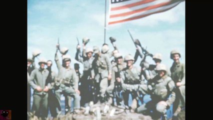 IWO JIMA RAISING THE FLAG 1945 [ORIGINAL WWII COLOR FOOTAGE ]