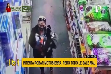 Tendera roba motosierra e intenta esconderla entre sus ropas