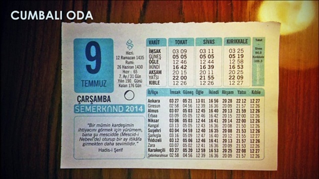 TAKVİM ARKASI 13: 9 TEMMUZ 2014 ÇARŞAMBA "KUR'AN'I TÜRKÇE OKUMAK"/"ALLAH'IN MERHAMETİ"