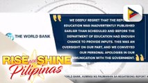 World Bank, humingi ng paumanhin sa negatibong report tungkol sa edukasyon ng bansa