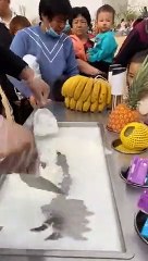 Ice cream rolls street food | Spicy Seafood and cooking, dinner, drink, BBQ Restaurant(480p)