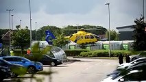 Air ambulance lands at Waitrose distribution centre in Leyland - July 9, 2021