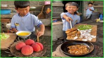 Smart boy cook food 조리 クック Happy Rural life little Chef