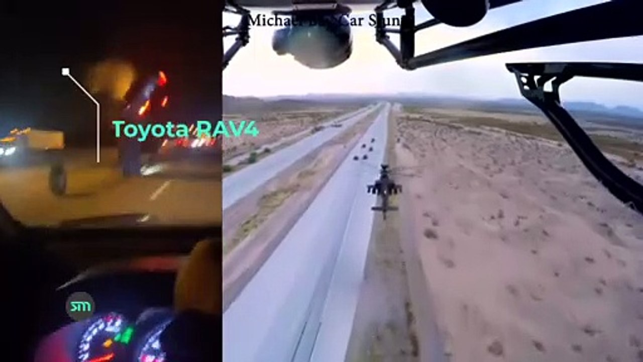 Freak Accident SUV Flips, Bouncing On Stray Tire into the air on