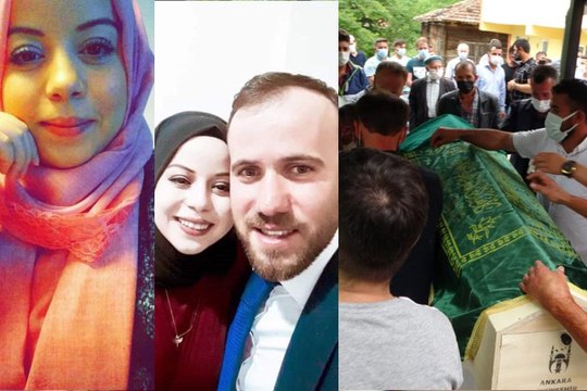 Gelinlik yerine kefen giydi