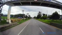 Motorcyclists Cuts off Truck Merging Lanes