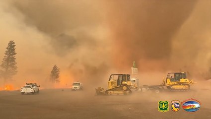 'Fire tornado' spins as wildfires rage in California