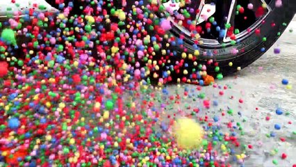 Experiment Car vs 32 Rainbow Water Balloons _||  Crushing Crunchy & Soft Things by Car    EvE