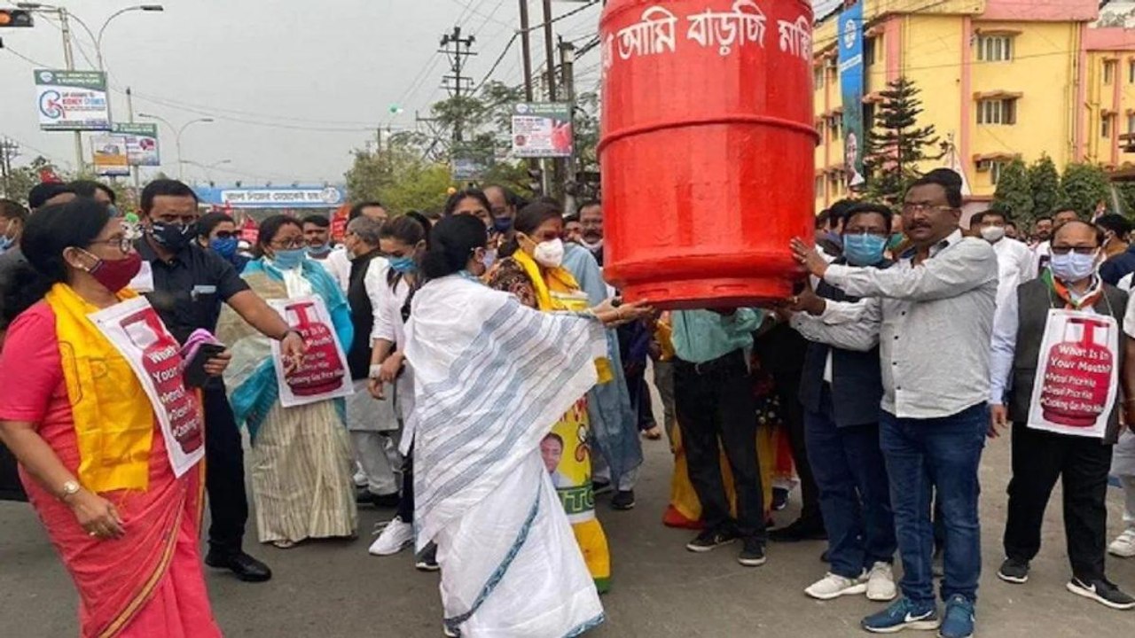 TMC protest against LPG price, Dilip Ghosh call...