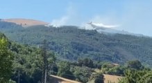 Nocera Umbra (PG) - Incendio boschivo: in azione Vigili del Fuoco e Forestali (10.07.21)